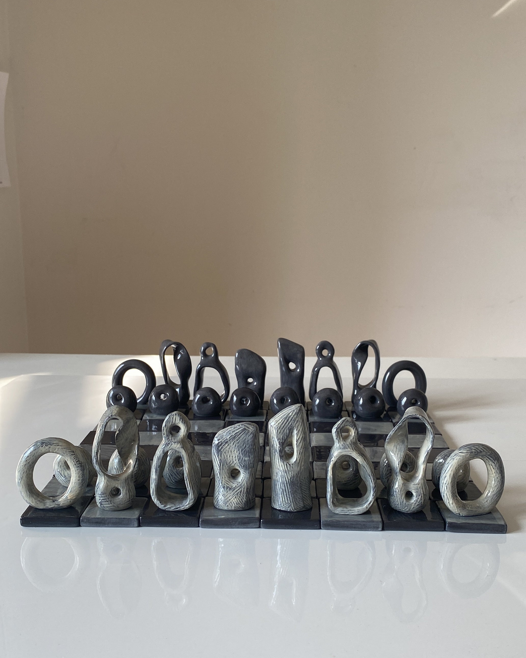 Sculptural Chess Set (Black Porcelain)